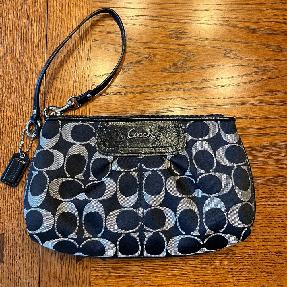Coach Signature Black and Gray Wristlet